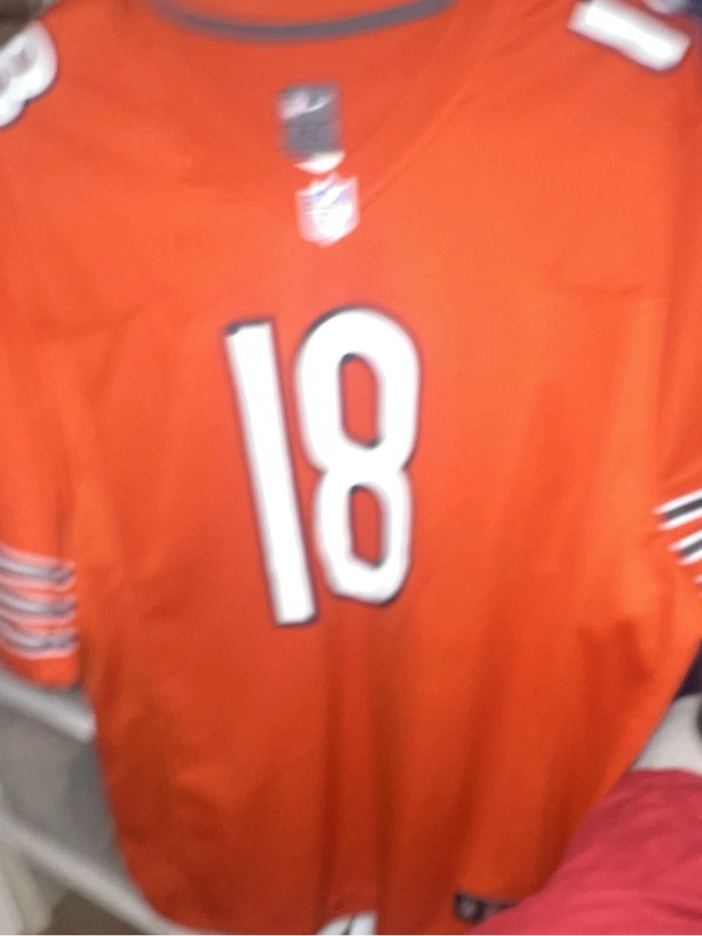 NFL Orange #18 Game Jersey with NFL Shield